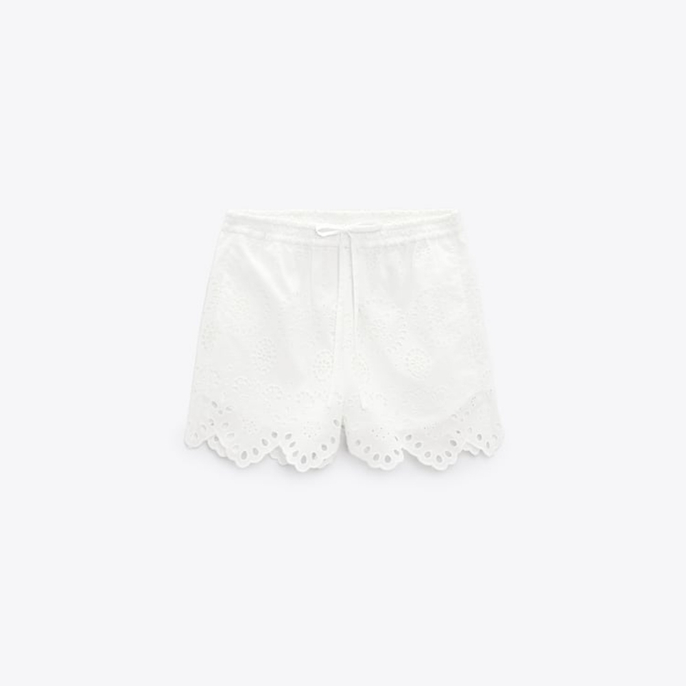 ZARA EMBROIDERED EYLET SHORTS - Picture 4 of 7
